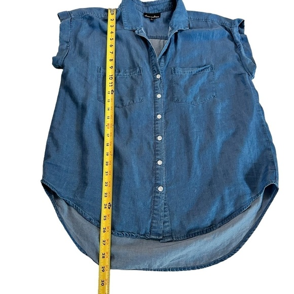 ALISON ANDREWS Short Sleeve Chambray Blouse Size Large - Picture 10 of 17